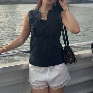 Derek Lam Navy Lace-Up Top